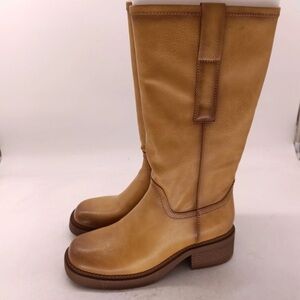 Frye & Co Mayvis Boots Womens Wheat Mid Calf Riding Zip Block Heel NEW